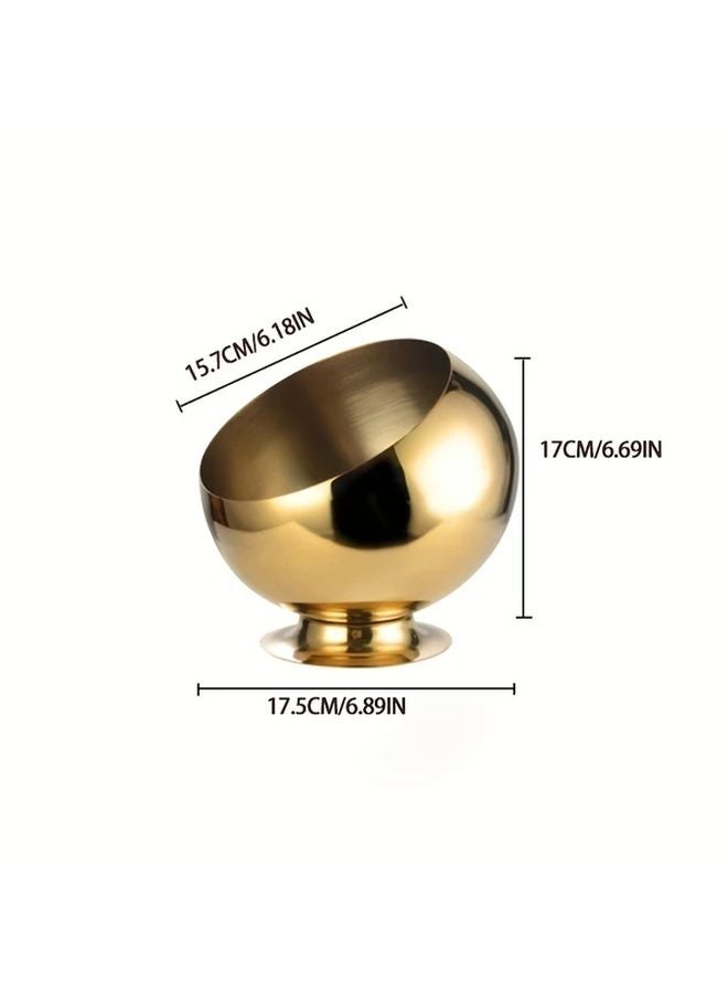 Golden Bottom Small Stainless Steel Desktop Trash Can Ashtray Fruit Bowl Durable Gift - Image 4